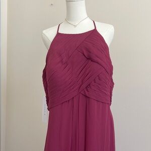 Azazie Strapless in Mulberry Pink Chiffon Floor Length Dress - Size 18